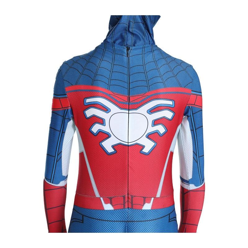 Kids Spider-Man Turns Captain America Costume Set with Mask Superhero Lycra 6-7 Years 140cm Blue/Red/White