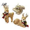 Forest Atmosphere Party Supplies Handmade Straw Deer/Squirrel Christmas Ornaments with Scarf Retro Pastoral Style Handcrafted Seasonal Gift