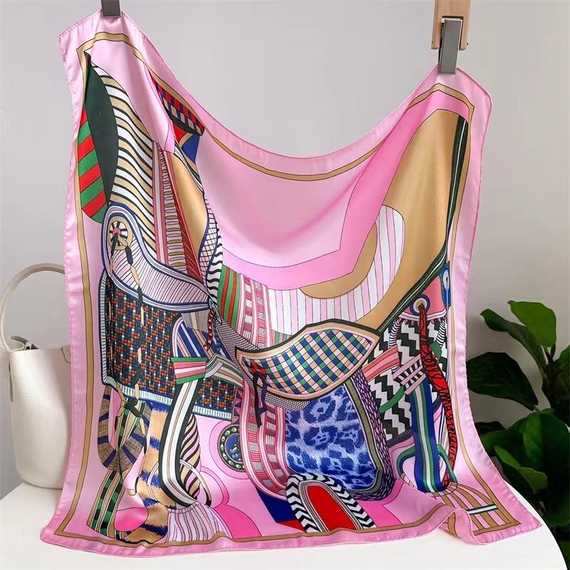 Design Gorgeous Saddle Brand Square Scarf Woman New Silk Scarf Women Bandana Luxury Headband Hijab Foulard Neckerchief