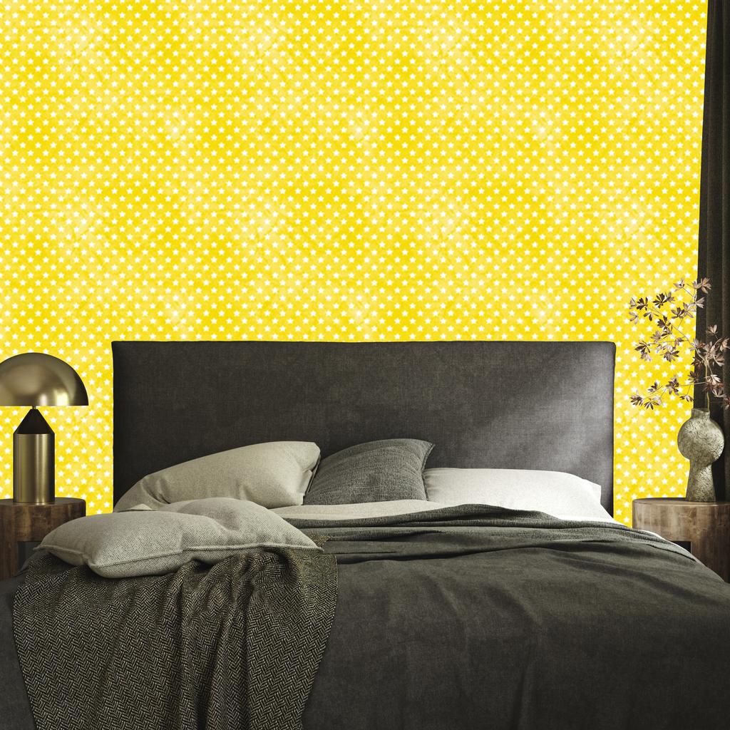 Stars Wallpaper Yellow and Cream, Yellow Background for Living Room and Bedroom 50x1000
