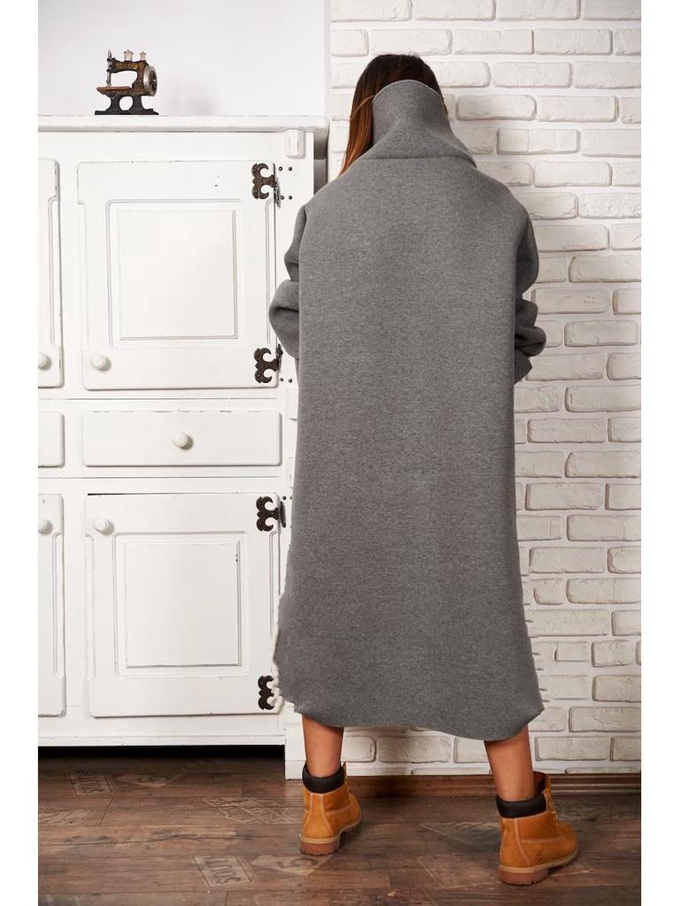 2024 Autumn/Winter Women's European & American Plus Size High Neck Solid Color Long Sweatshirt