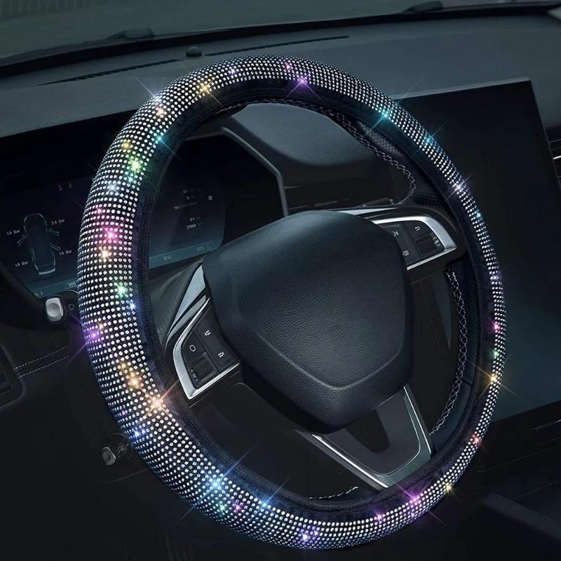 38cm Car Steering Wheel Cover Universal Bling Bling Diamond Rhinestones Elasticity Interior Car Accessories for Four Seasons