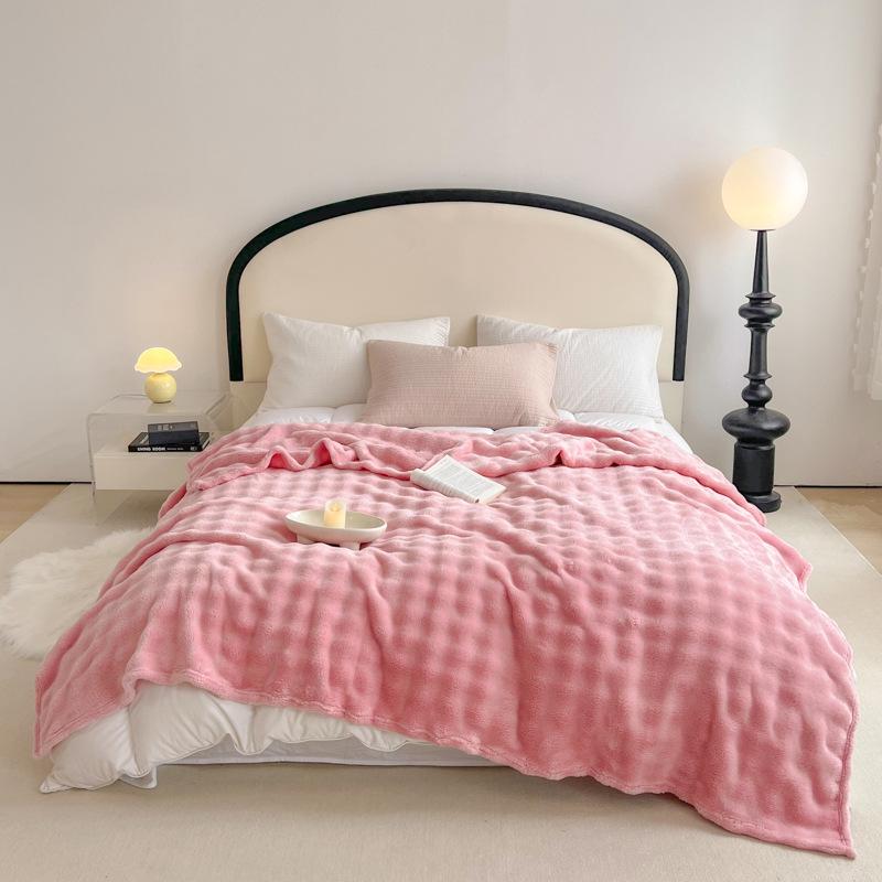 Luxurious Heavyweight Rabbit Fur Plush Blanket - Coral Fleece for Bed, Sofa, or Nap; Perfect for Winter.