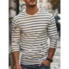 T-shirt a Maniche Lunghe Grafiche a Strisce Retro da Uomo Moda Semplice Primavera Autunno T-shirt Stampate 3D Magliette Casual Oversize