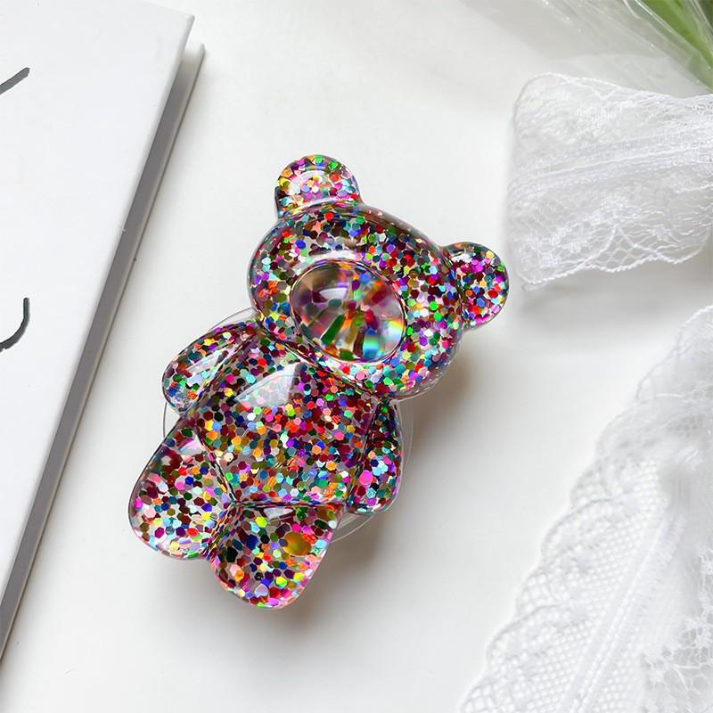 Drip Glue Glitter Korean Ins Bear Phone Holder Creative 3D Desktop Stable Support Portable Extendable