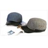 Oversized Denim Leather Brim Military Cap