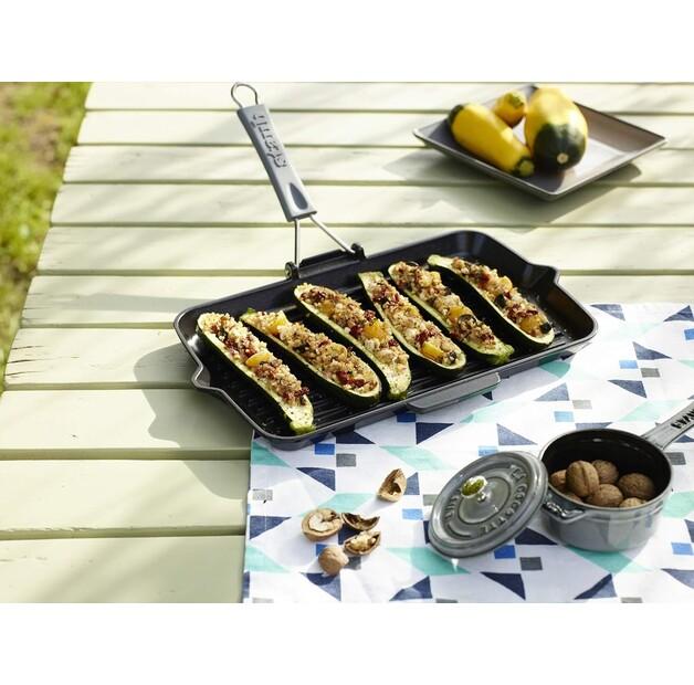 Сковорода-гриль Zwilling Staub с силиконовой ручкой, прямоугольная 34x21 см, черная (40509-343-0)