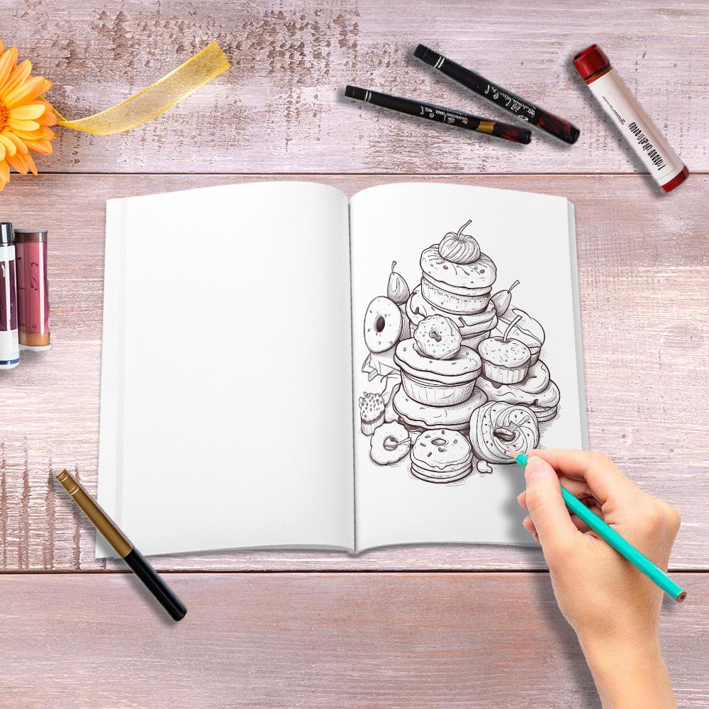 1pc, Dessert Coloring Book, Teenagers Coloring Book, 39 Different Patterns, 100gsm Thick Paper, Stress Relief, Birthday Gift