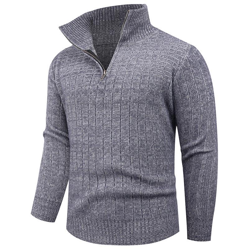 Sweater Men's Autumn and Winter New Style Men's Fashion Trend Semi-zipper Sweater Men's Knitted Sweater