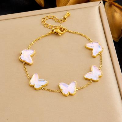 Goldener Schmetterlingsschalen-Anhänger Armband Für Damen Zierlicher Schmuck