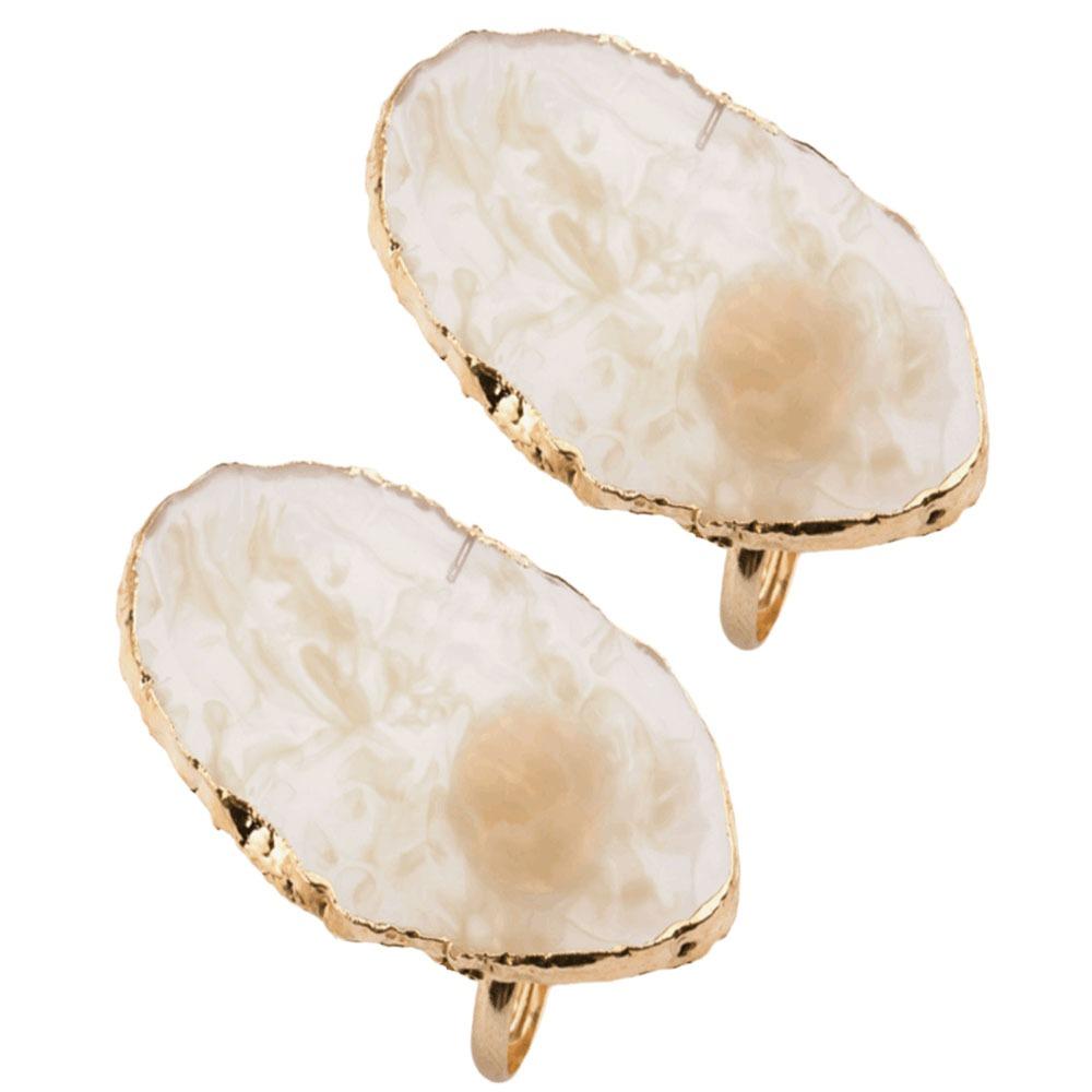 2PCS Adjustable Finger Ring Resin Nail Art Palette Resin Marble Nail Ring Palette  Nail salon жёлтый