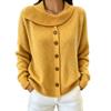European & American Women's Knit Cardigan Sweater Coat with Irregular Lapel - Autumn/Winter Style, Solid Color, Buttoned