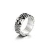 Personalized Design Gothic Ghost Head Ring, Retro Smear Oil Skull Men'S Stainless Steel Ring