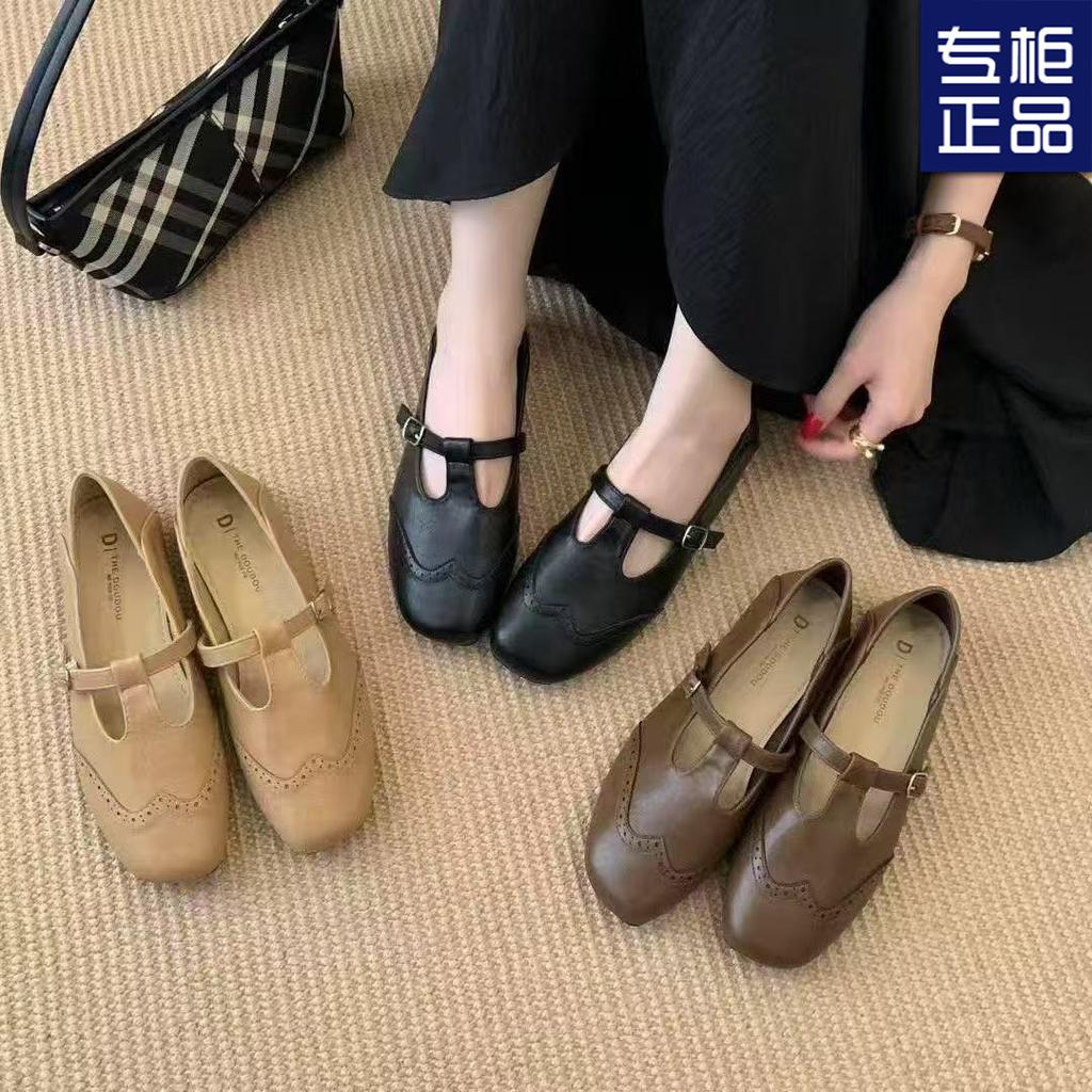 Retro Bottom Buckle with Shallow Mouth Single Shoes Women's Autumn New Small Leather Shoes British Mary Jane Shoes