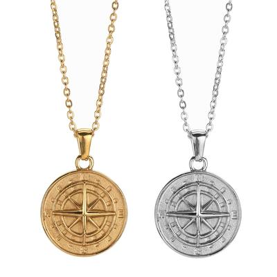 Herren Layered Halskette Navigation Reise Kompass Anhänger Halskette Gothic Punk Stil Hals Schmuck Mode Halsketten