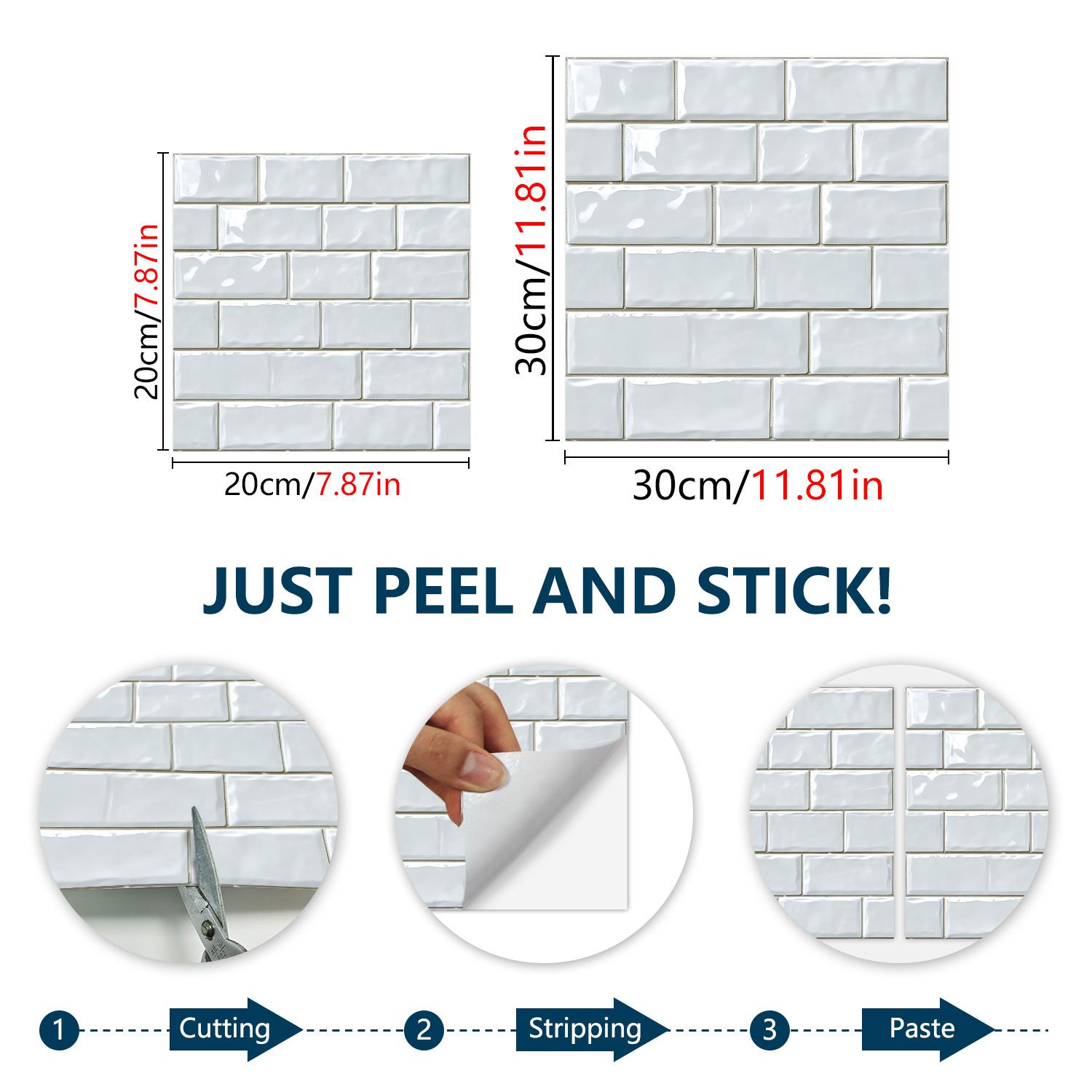 

10 листов Белый Светлый Узор Самоклеящиеся Наклейки на Стену, Подходят Для Кухни, Украшения Стены у Раковины, Украшают Стену 20cmX20cmX10pcs