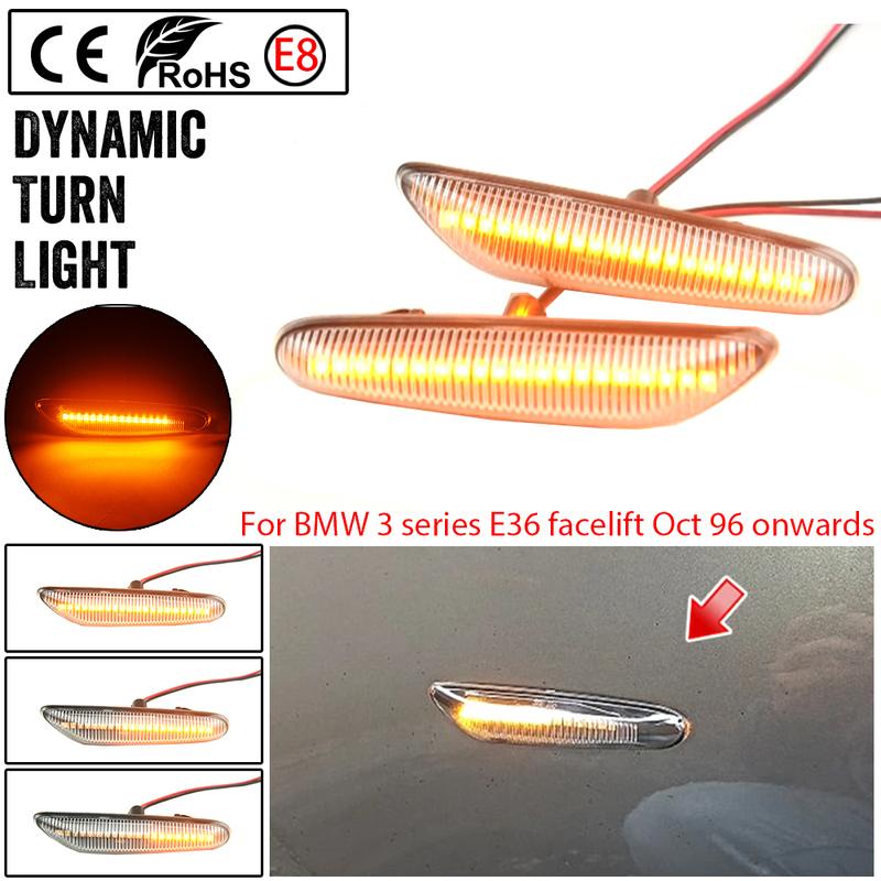 Sequential Flashing LED Turn Signal Side Marker Light Blinker Fit For BMW 3 Series E36 Facelift Oct 96 Onwards