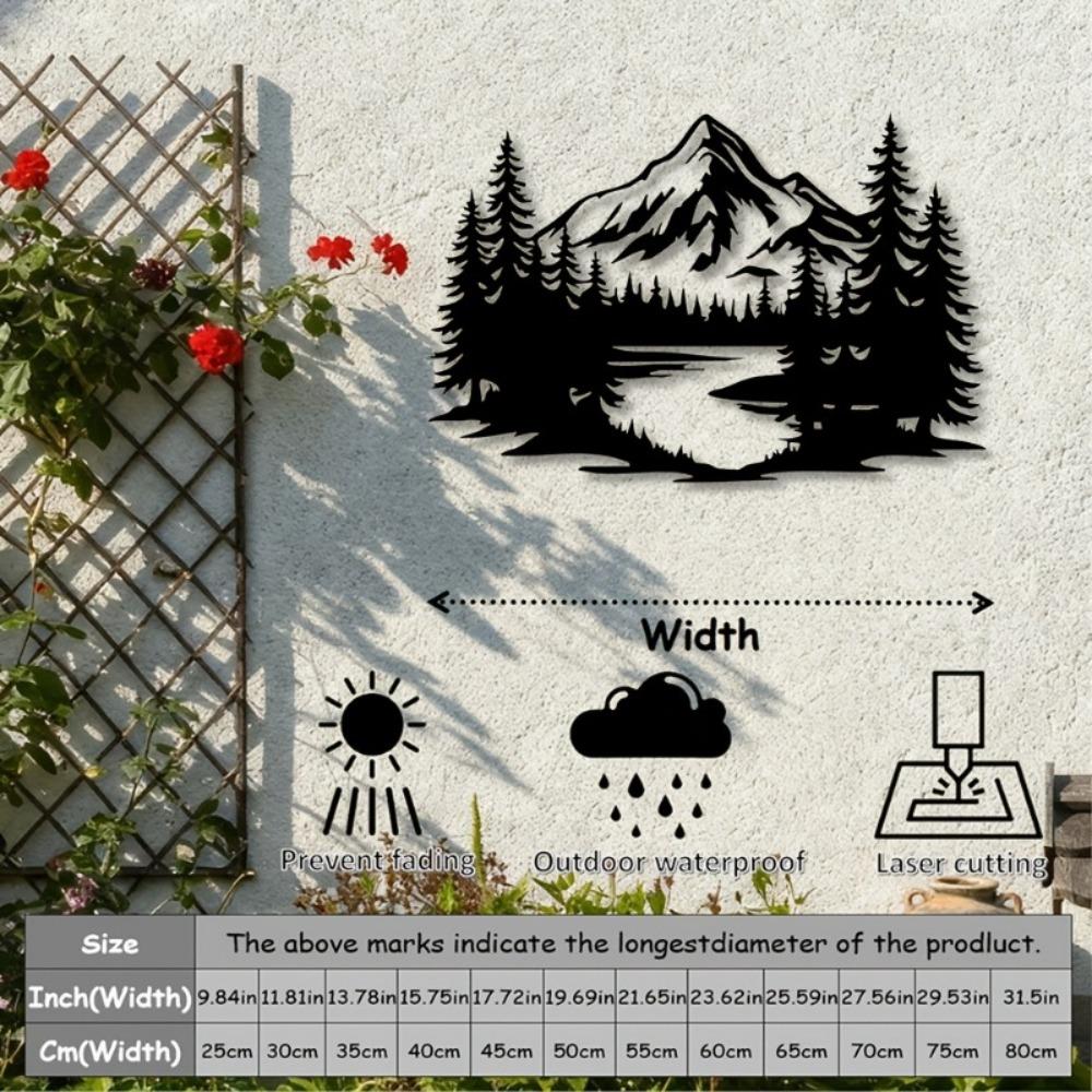 1pc 2D Flat Mountain Lake Forest Wall Art Nature Landscape Decor for Living Room Bedroom Office Home