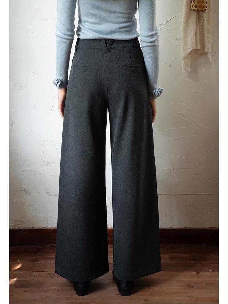EGGKA High-Waisted Loose Straight-Leg Pants for Spring and Fall