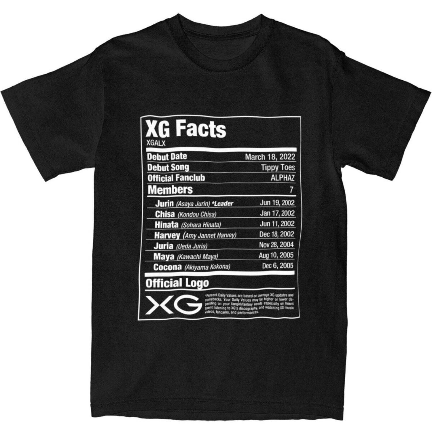 Мужская футболка XG Пищевая ценность Девичья группа Xg Проснулась 2024 Футболки с новым альбомом Летняя футболка Хлопковая одежда Большой размер 5XL S чёрный