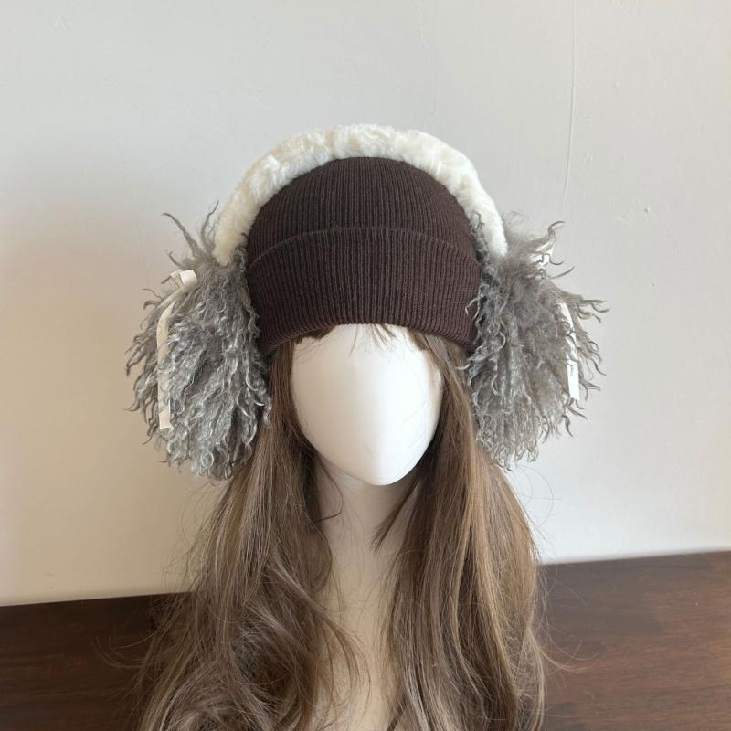 Bowknot Plush Ear Muffs for Cold Weather Fashion Ear Protective Ear Warmers Thick Furry Ear Muff for Women Skiing Hiking