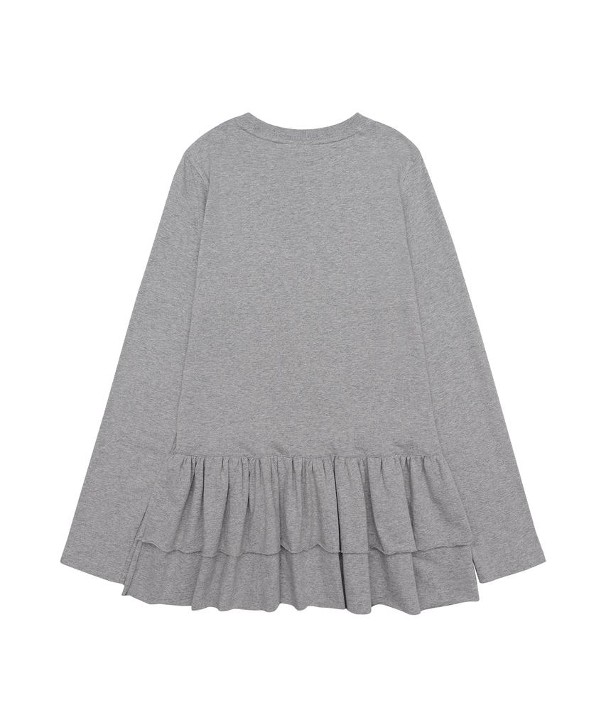 AMES-WORLDWIDE Frill Layered Longsleeve Tee Gray