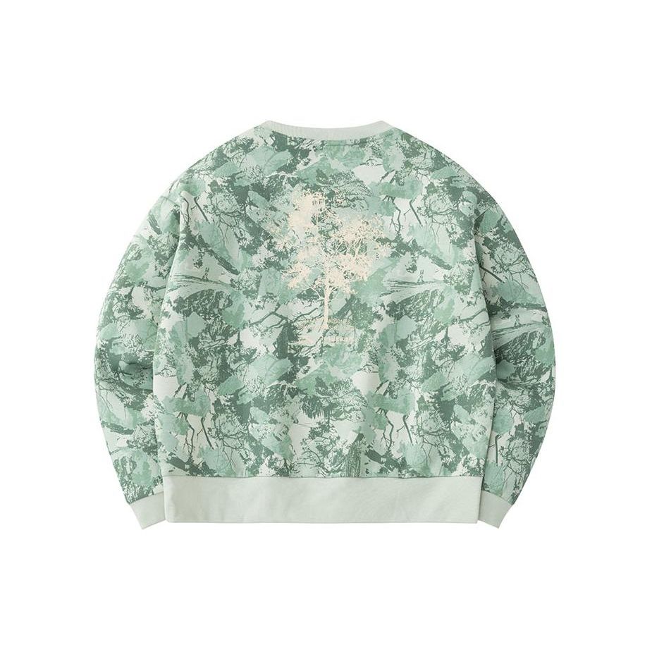 Anta Outdoor Series All Over Plant Print Loose Long Sleeve Pullover Sweatshirt Women Sweatshirt Ceramic-Green 162416705-3