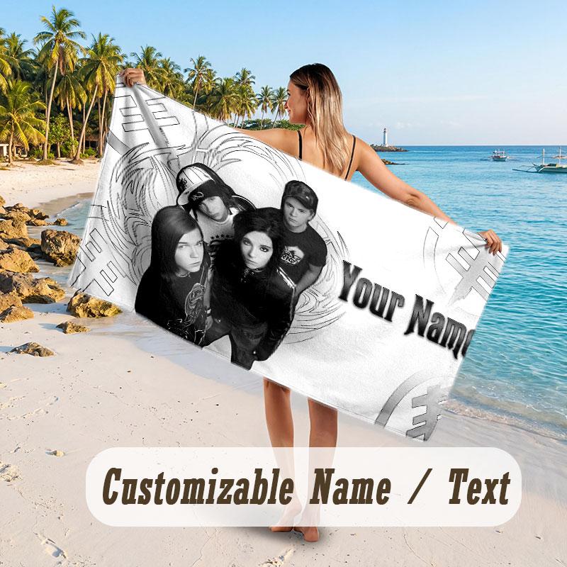 Custom Name Large Beach Towel,Tokio Hotel Quick Absorbent Towel For Outdoor Travel Poolside