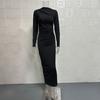 Bodycon Dress for Women Mock Neck Long Sleeve Midi Dress Ruched Slim Fit Party Cocktail Formal Dress Fall Wedding Guest Dress