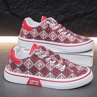 Men's Shoes Summer New Canvas Board Shoes Retro Printing Fashion Breathable Deodorant Versatile Casual Shoes Men