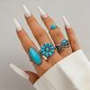 Juego de 5 Anillos Color Plata Retro Envejecido Anillos para el Dedo con Turquesa de Imitación Estilo Bohemio Versátil Apilable Joyería para el Dedo Regalo