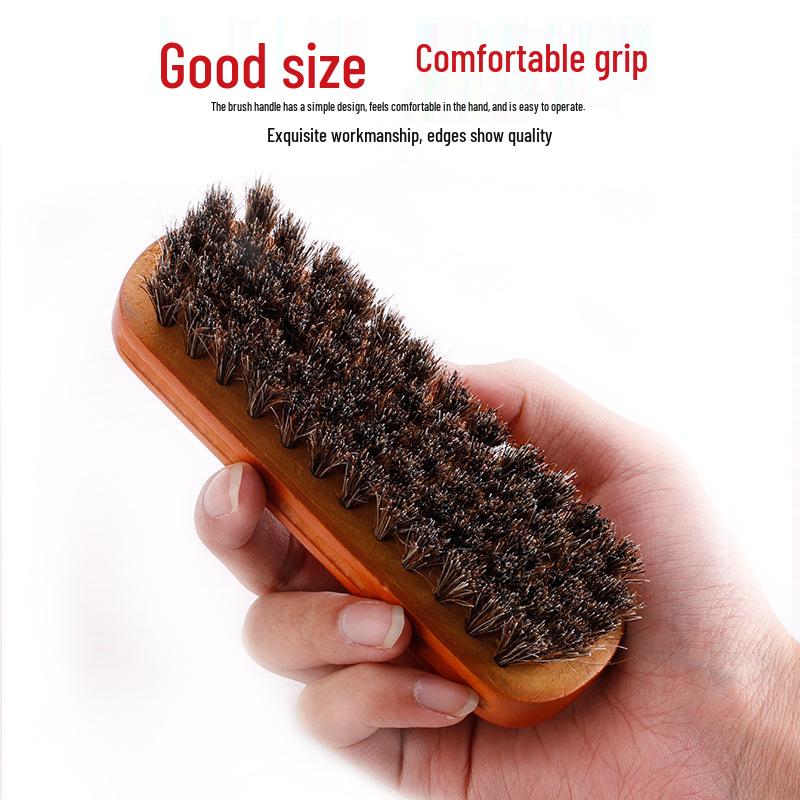 Locust Wood Horsehair Shoe Brush - Soft Bristle for Leather, Sofa, Car Care, and Dust Removal