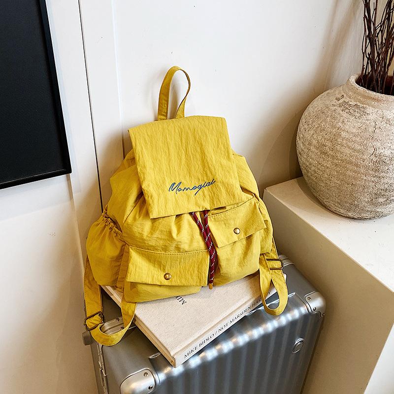 Casual multi-pocket backpack women's 2025 new large-capacity canvas short-distance travel backpack student school bag