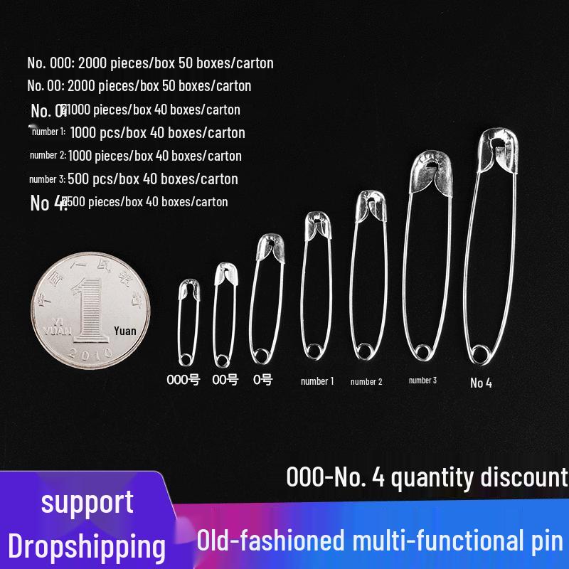 

Большие золотые и серебряные старинные безопасные булавки для бирок на одежде и килтов Silver Iron #3, 4.5cm, 500 pcs