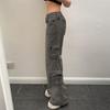 Fashion Retro Style Casual Large Pockets Jeans Street Wear Spicy Girl Pop Straight Leg Pants Elegant Loose Denim Pants Trousers 703