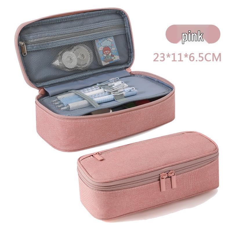 Stylish Large Capacity Pencil Case for Men - Durable and Simple Office Stationery Storage Bag