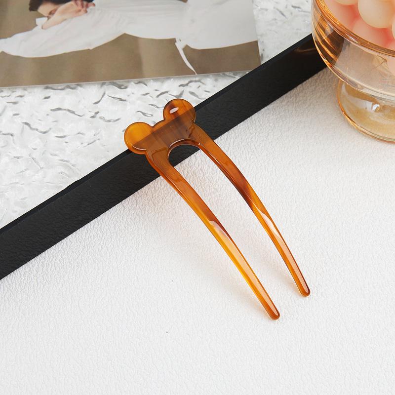 French Retro Cat U-Shaped Hairpin: Large, Elegant Acetate for Women