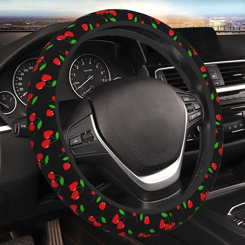 Chic Wildflowers Steering Wheel Cover For Men Women Universal Car Accessories 15 Inch Neoprene Auto Interior Decor