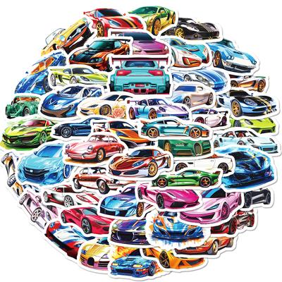 50 Stickers Graffiti Sports Car Supercar Stickers Personalized Diy Decoration Can Be Repeatedly Pasted Waterproof