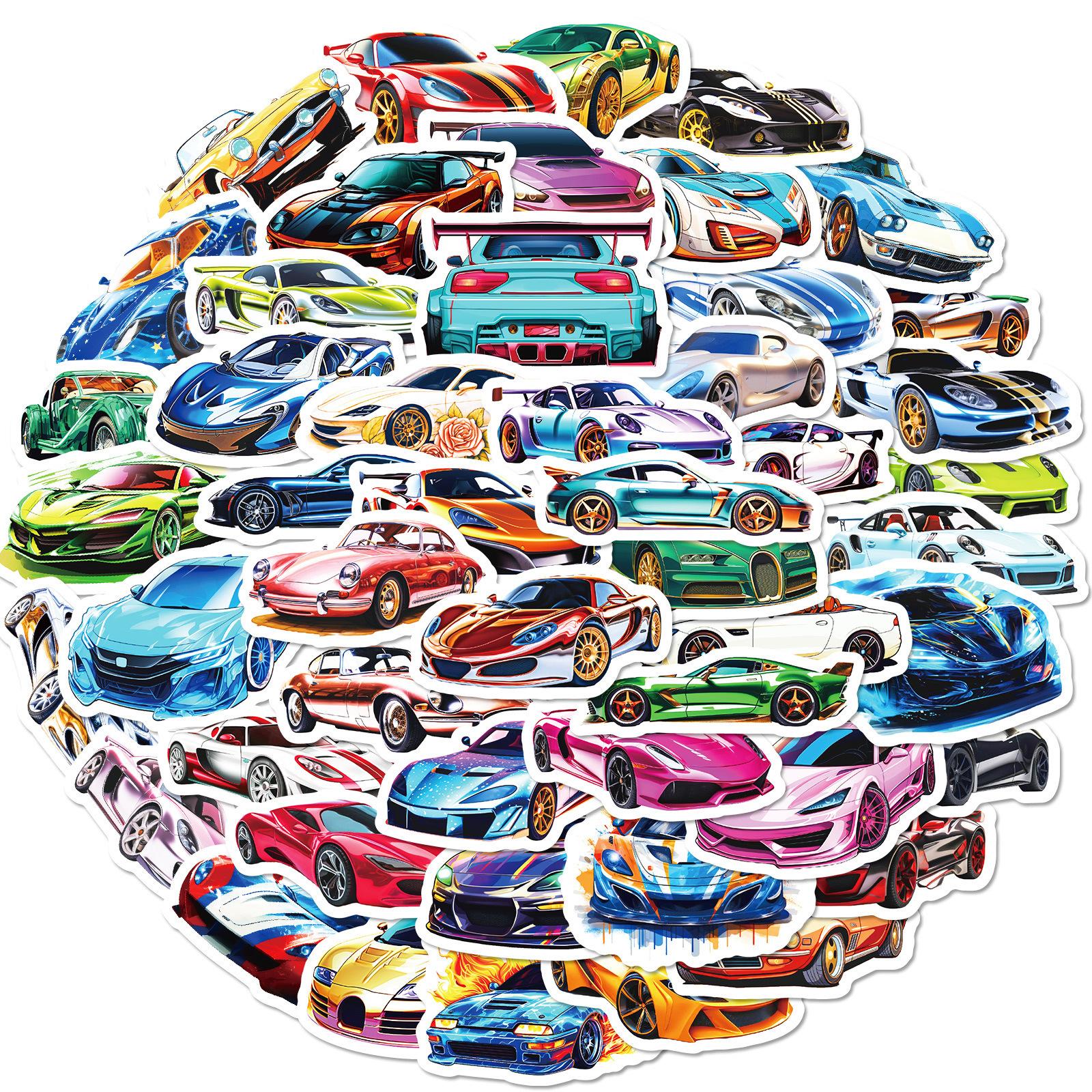 

50 Stickers Graffiti Sports Car Supercar Stickers Personalized Diy Decoration Can Be Repeatedly Pasted Waterproof