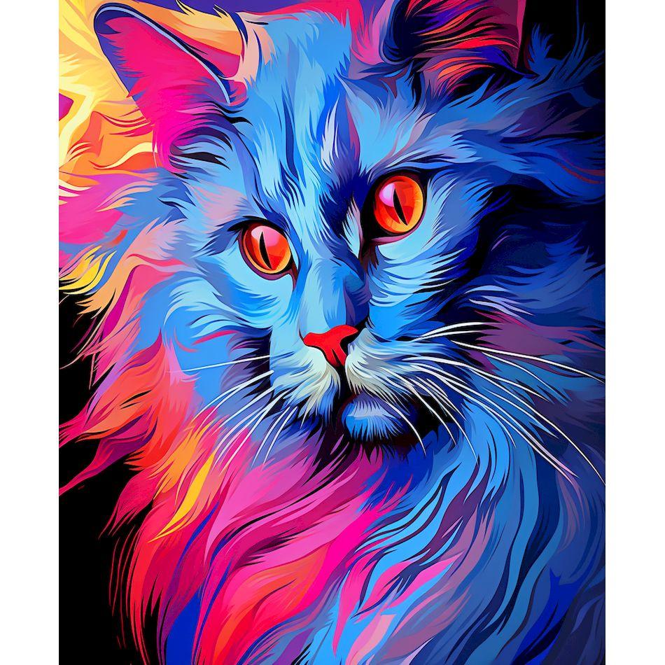 CHENISTORY Paint By Numbers Colorful Cat Animal Acrylic Drawing Canvas Wall Art Oil Painting By Numbers DIY Home Decoration