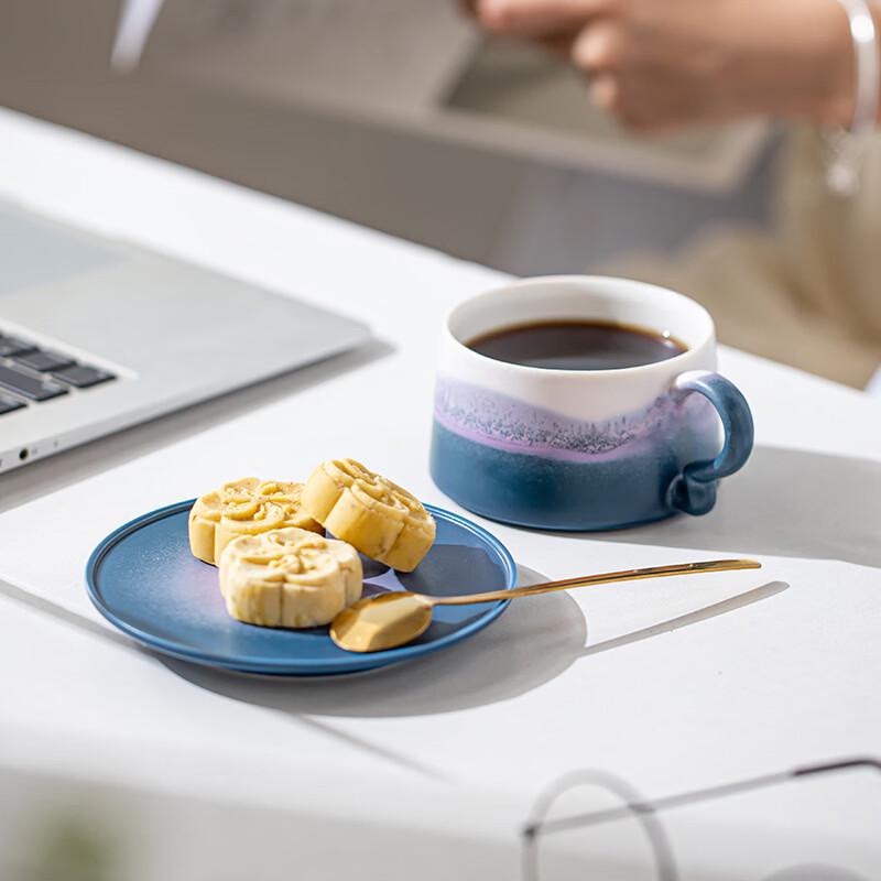 Ceramic Coffee Mug Set - Mountain Sea Blue