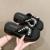 Pearl Slippers Women's Wear 2025 Spring and Summer New Flat Bottom Fashion Korean Version Versatile Internet Celebrity Word Sandals Tide