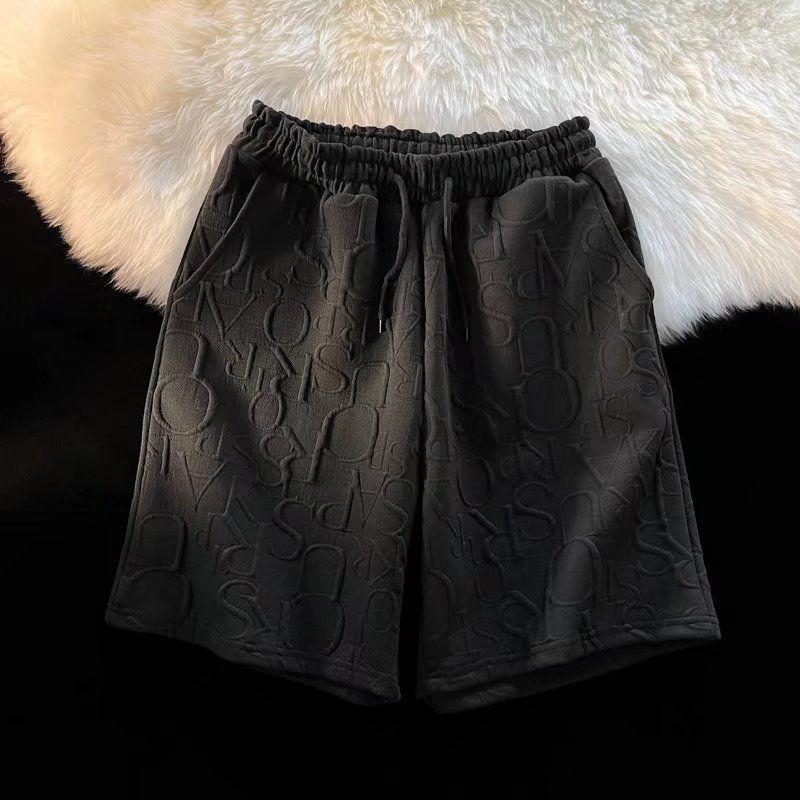 

Brand Premium Waffle Casual Shorts Men Sport Loose Wide leg Running Shorts Letter Beach Baggy Board Cargo Shorts Male 3XL