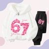 New Winter 2026 Six Seven Italian Brainrot 67 Number Girls hoodie Pants Casual Sports Set Children's Sweatshirt Hoodie suits