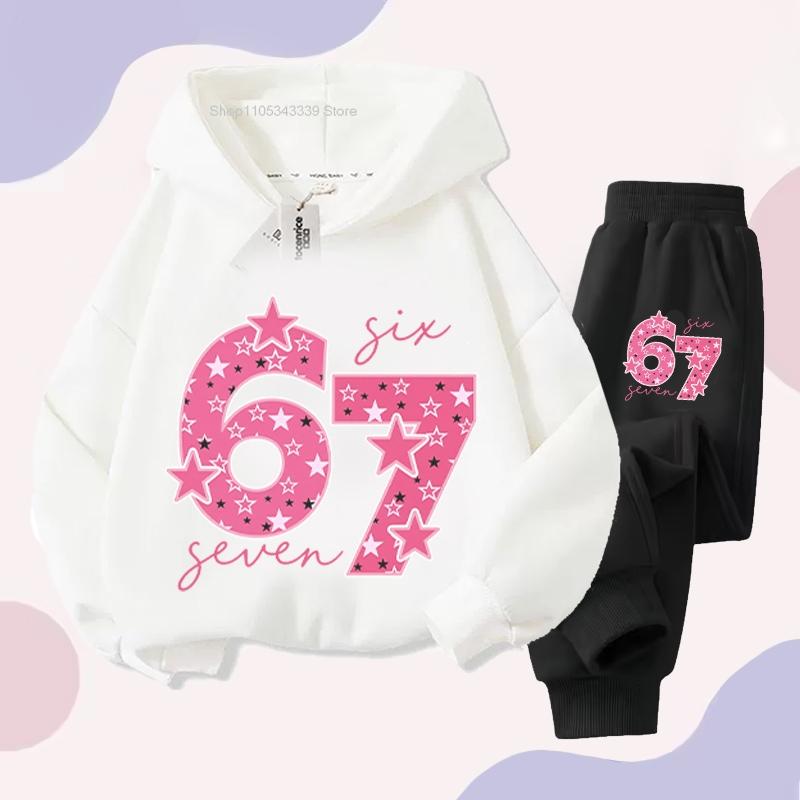 New Winter 2026 Six Seven Italian Brainrot 67 Number Girls hoodie Pants Casual Sports Set Children's Sweatshirt Hoodie suits