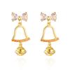 Christmas Rhinestone Bowknot Hollow Bells Drop Earrings Glitter Holiday Dangle Earring New Year Party Jewelry For Women Men Gift