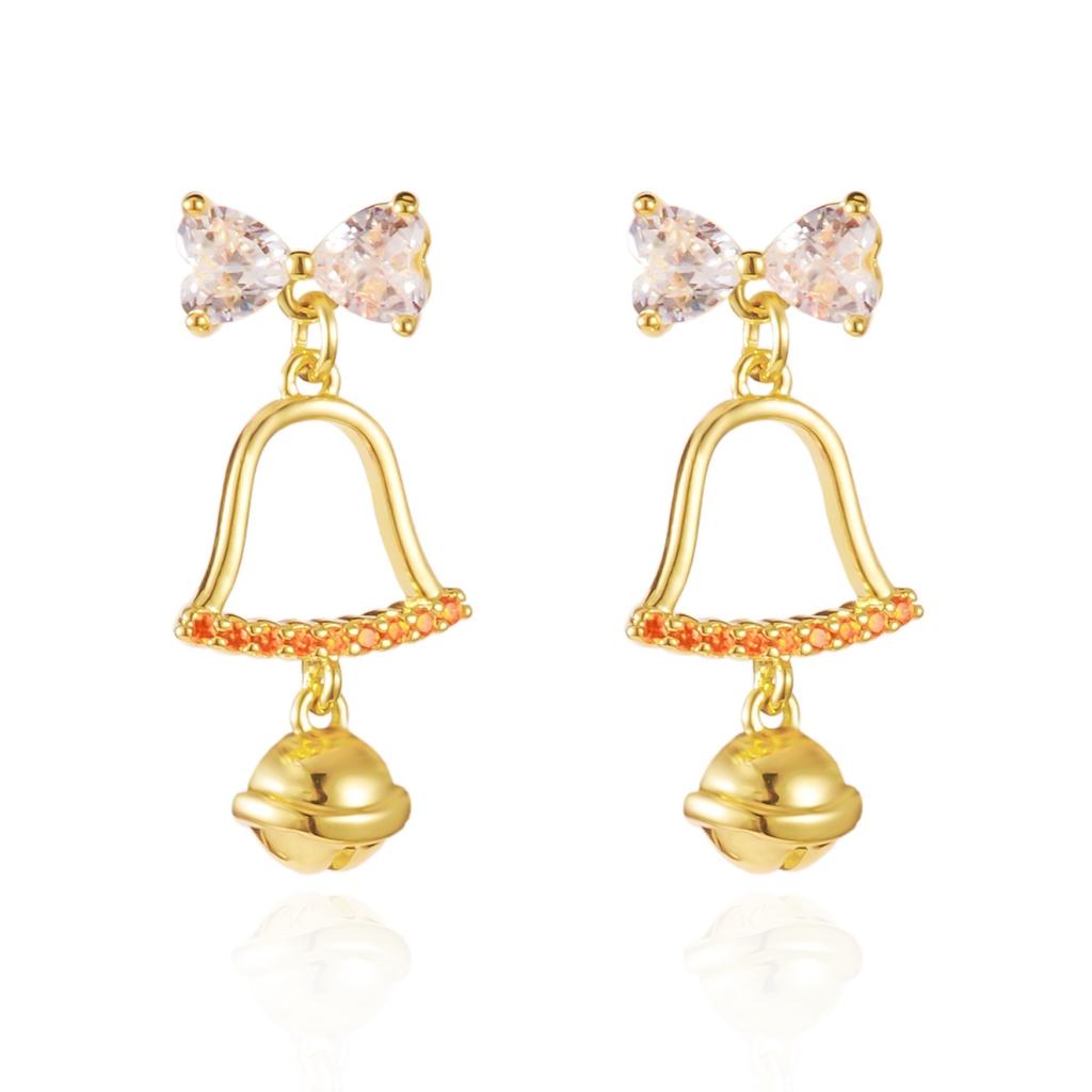 Christmas Rhinestone Bowknot Hollow Bells Drop Earrings Glitter Holiday Dangle Earring New Year Party Jewelry For Women Men Gift