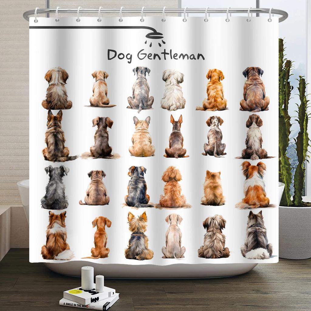 Cute Cats & Dogs Waterproof Shower Curtain - Fun and Colorfully Playful Pet Design for Cheerful and Lively Bathroom Decor