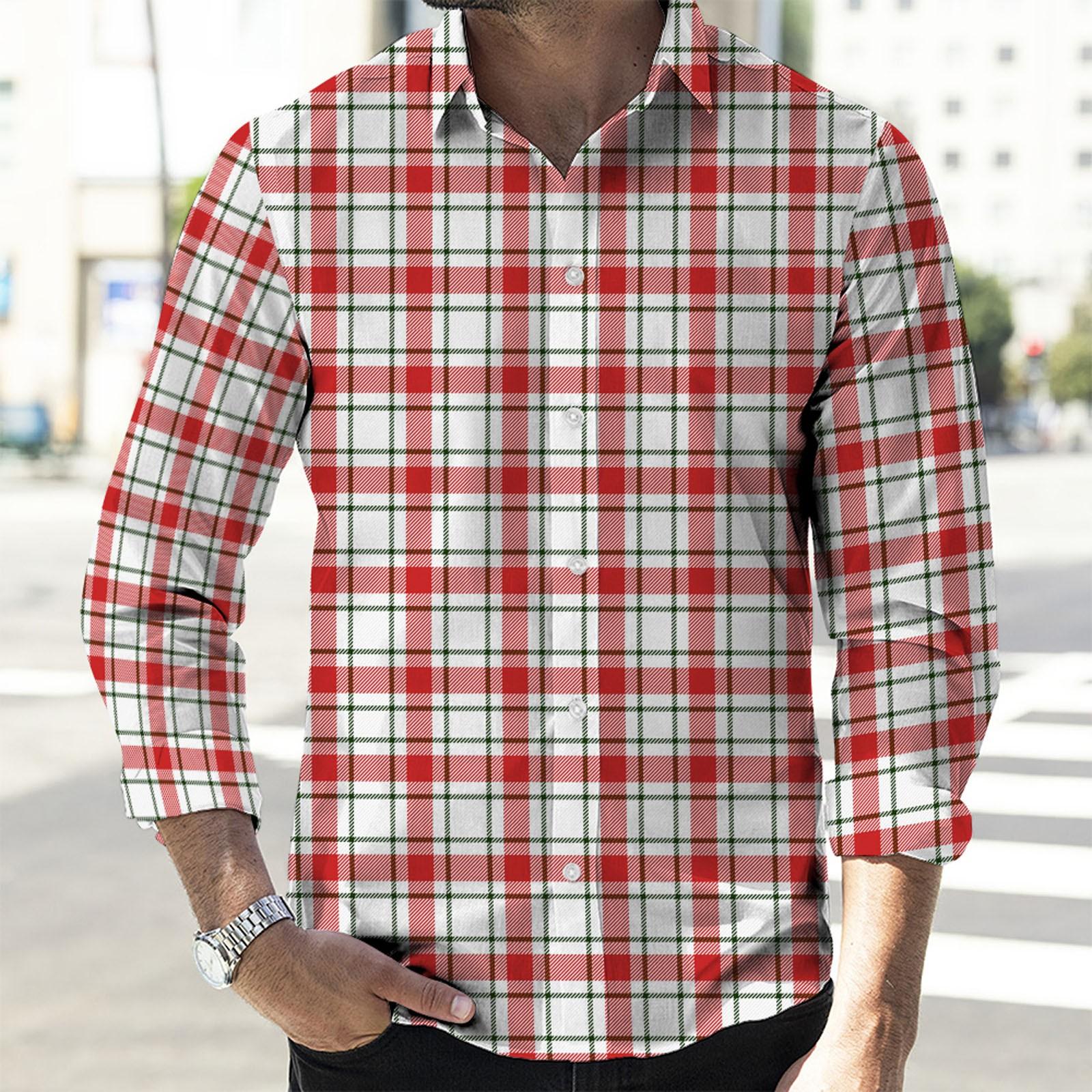 

Men s Plaid Print Long Sleeve Shirt Casual Loose Print Long Sleeve Shirt XXL